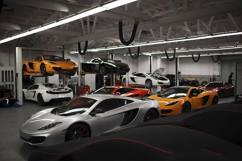 McLaren collection stored indoors with fitted protective covers
