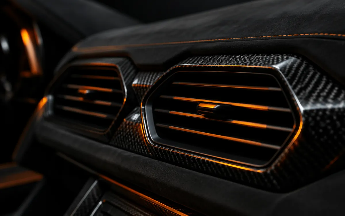McLaren dashboard vents and trim where the factory tweeters sit