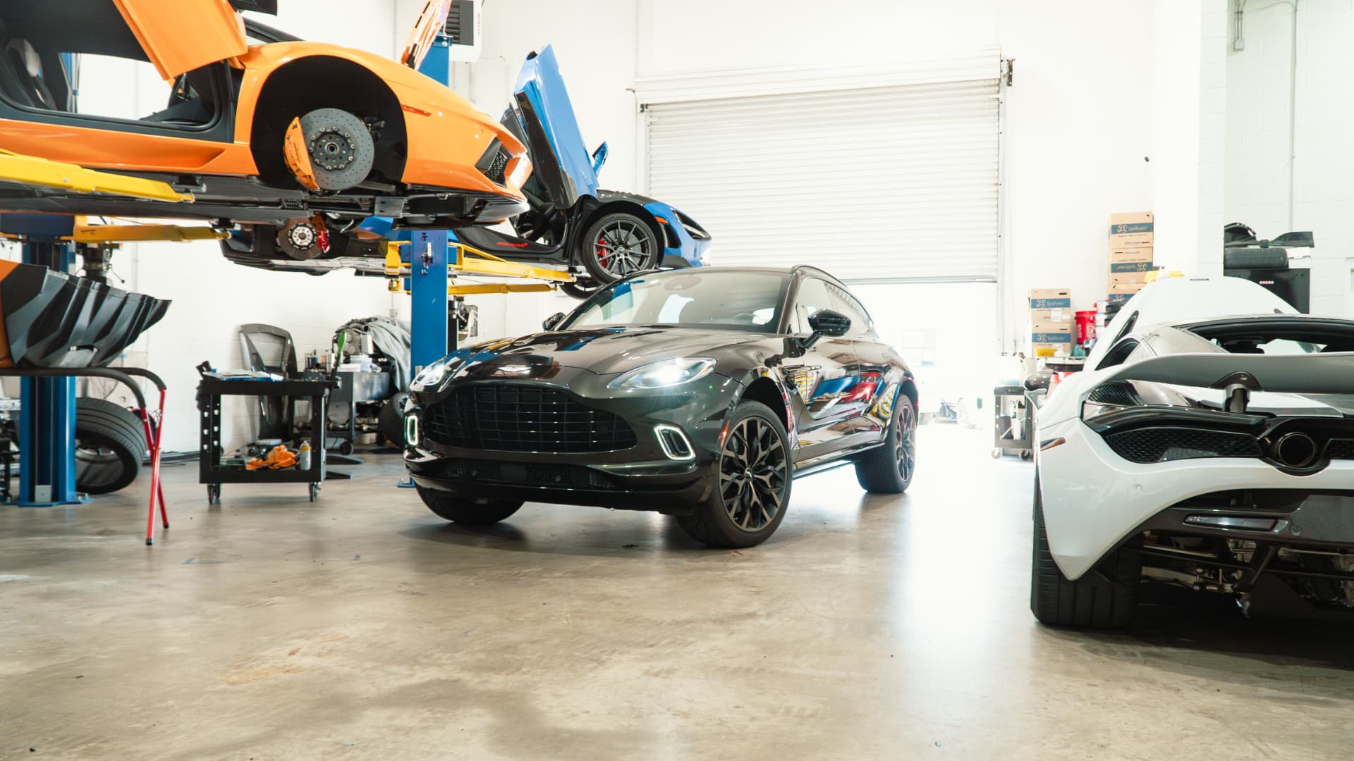 Aston Martin DBX on the workshop floor at March Motorsports