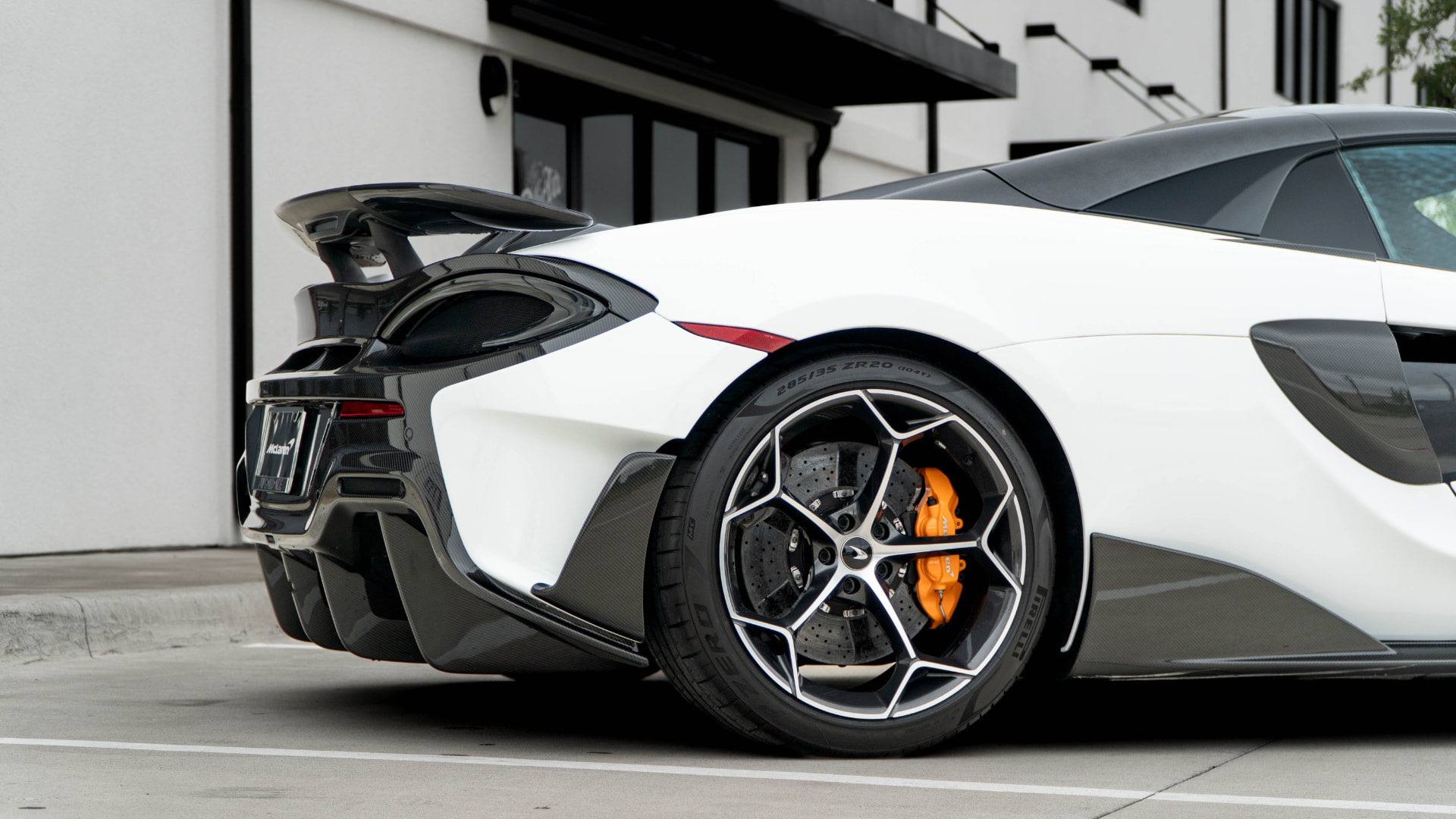McLaren 600LT top-exit exhaust detail at March Motorsports