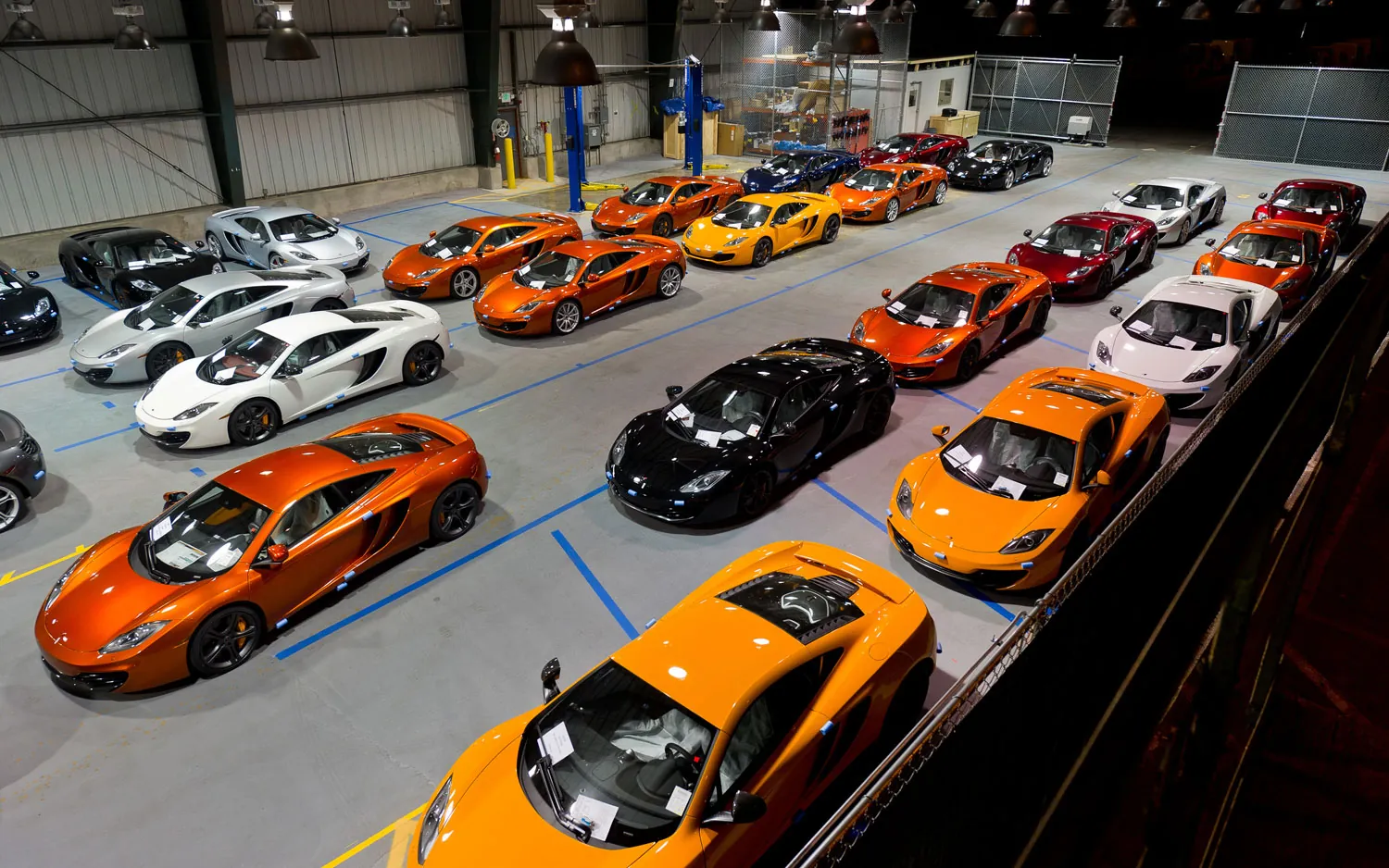 Large private McLaren collection arranged inside a secure indoor facility