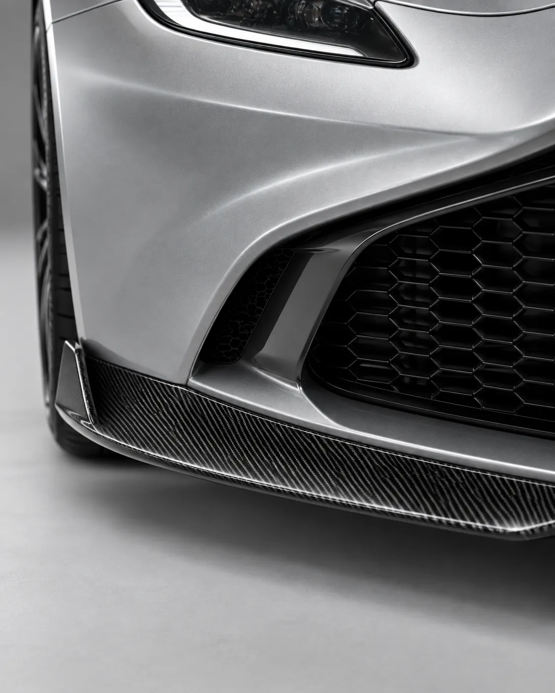 Macro shot of a carbon fiber splitter detail
