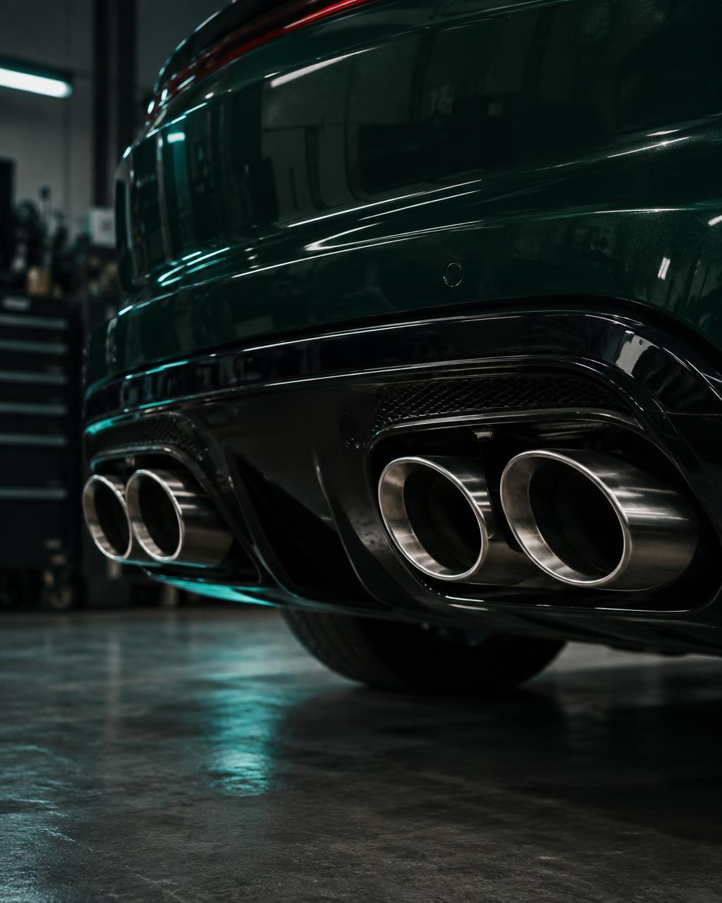 Close-up of an Aston Martin titanium exhaust